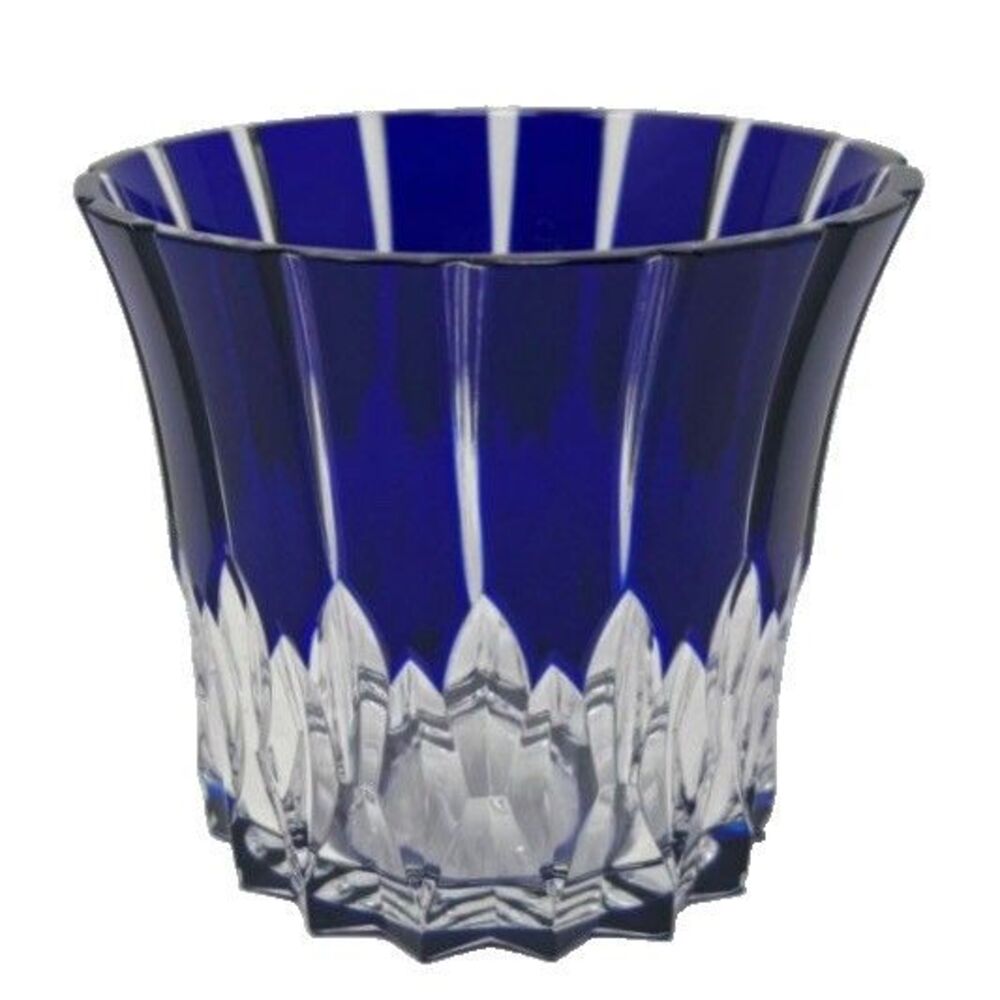 Ajka Crystal Castille Cobalt Blue Old Fashioned Cut to Clear Vintage Cut Crystal